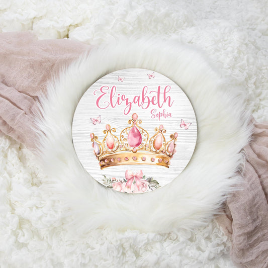 Baby Princess Round Wood Name Sign, G79