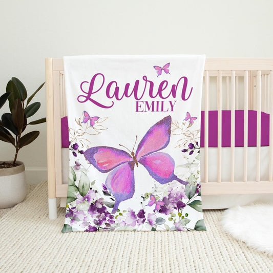 Purple Floral Butterfly Blanket, G76