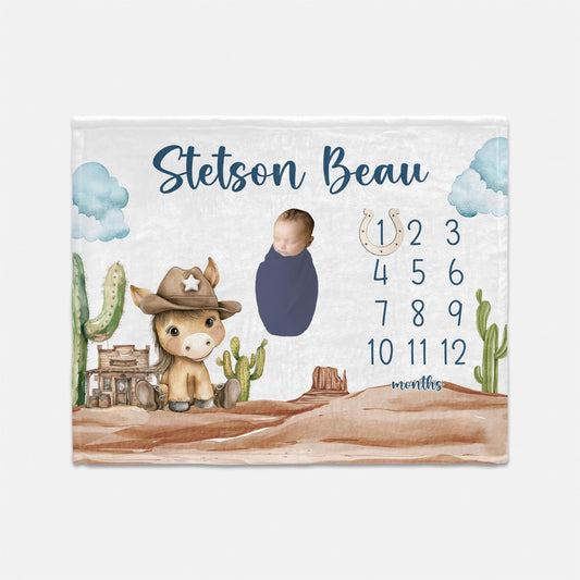 Cowboy Baby Milestone Blanket, D13