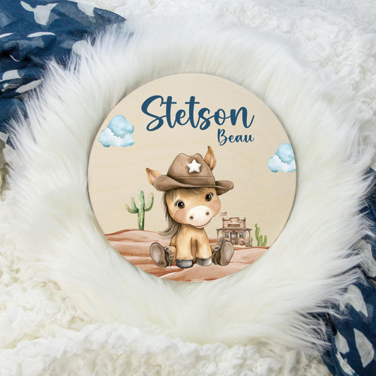 Cowboy Western Wood Baby Name Sign, D13