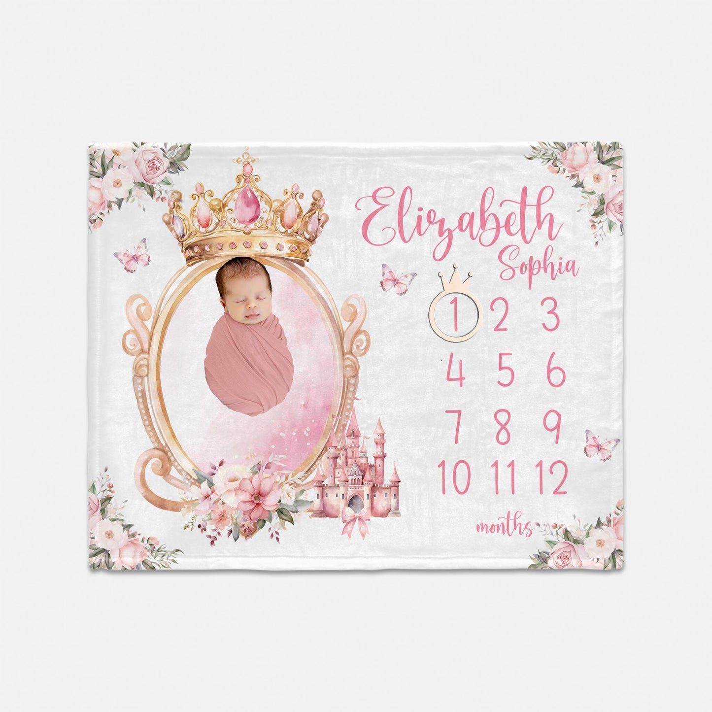 Princess Crown Milestone Blanket, Girl G79