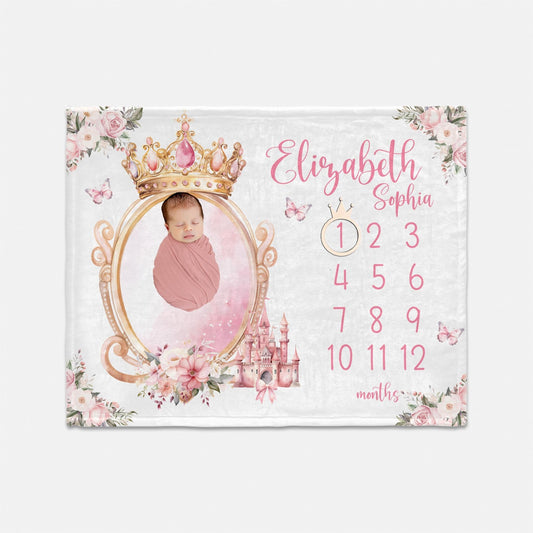 Princess Crown Milestone Blanket, Girl G79