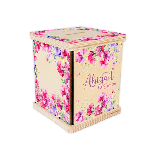 Sweet Pea Floral Piggy Bank, F105