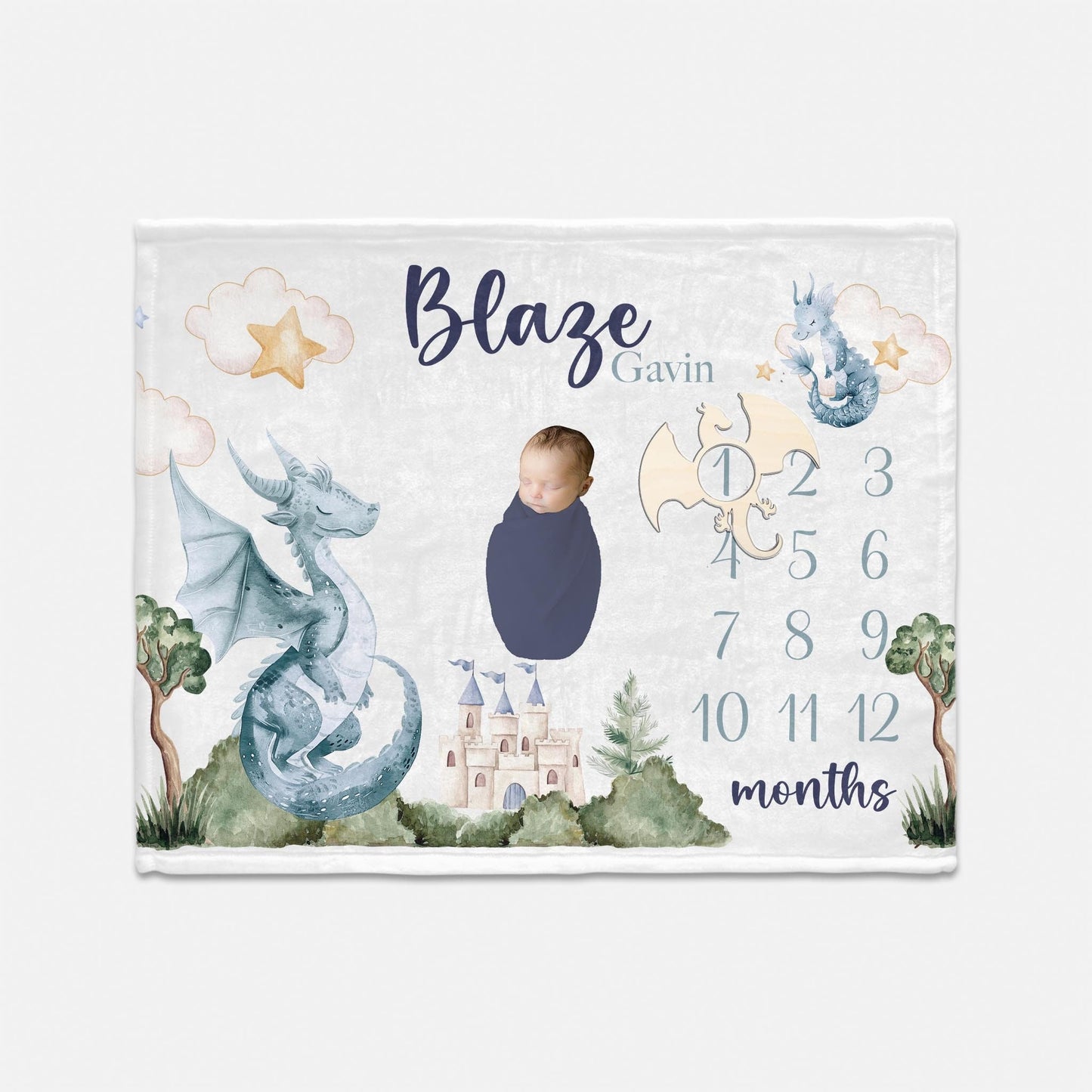 Dragon Baby Milestone Blanket, Baby Boy, B81