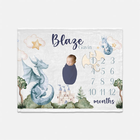 Dragon Baby Milestone Blanket, Baby Boy, B81