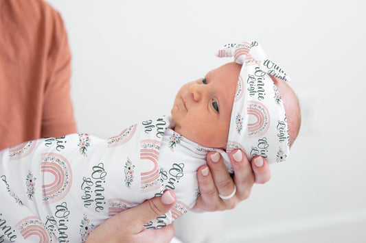 Boho Floral Rainbow Swaddle Blanket, T26