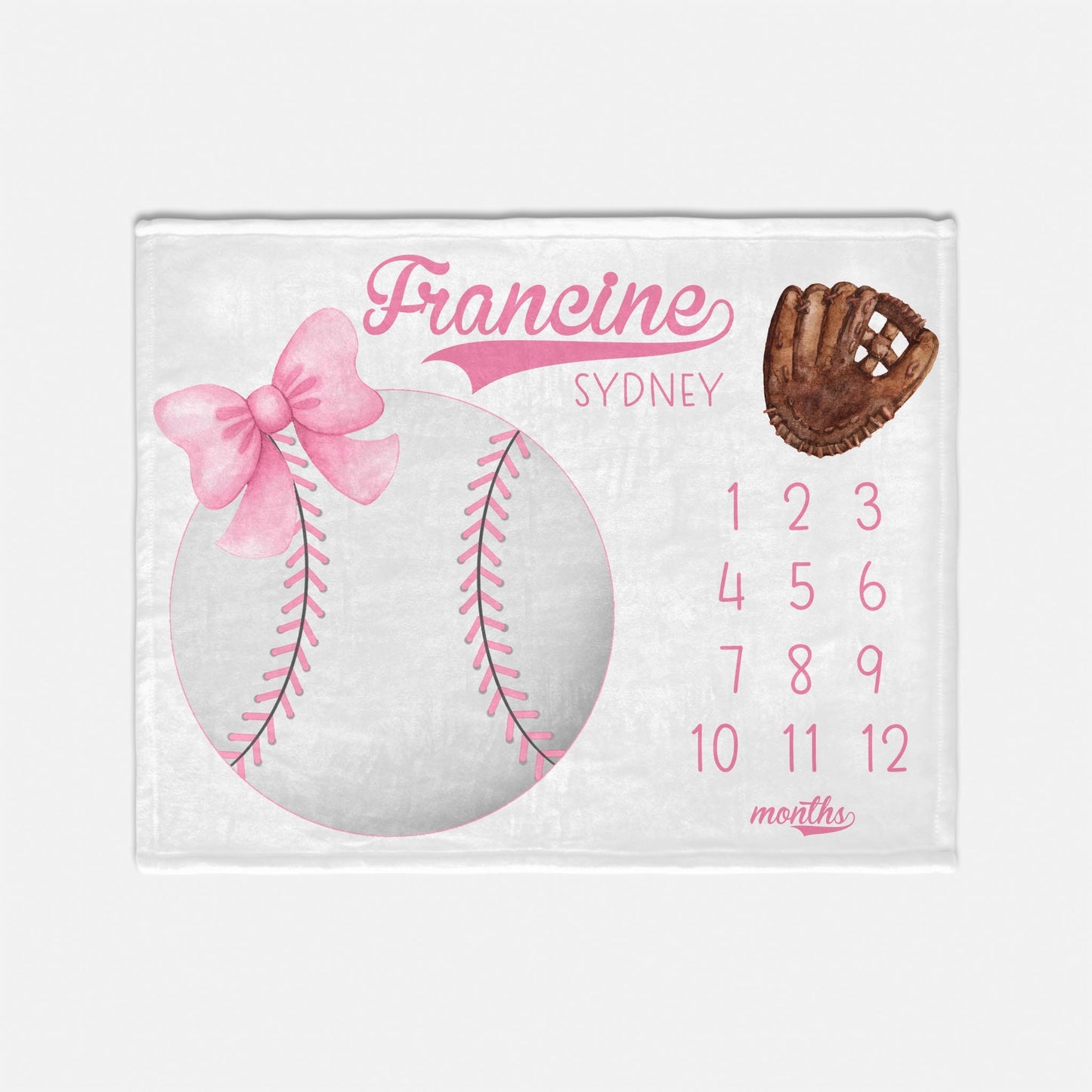 Girl Baseball Milestone Blanket, Sports G80