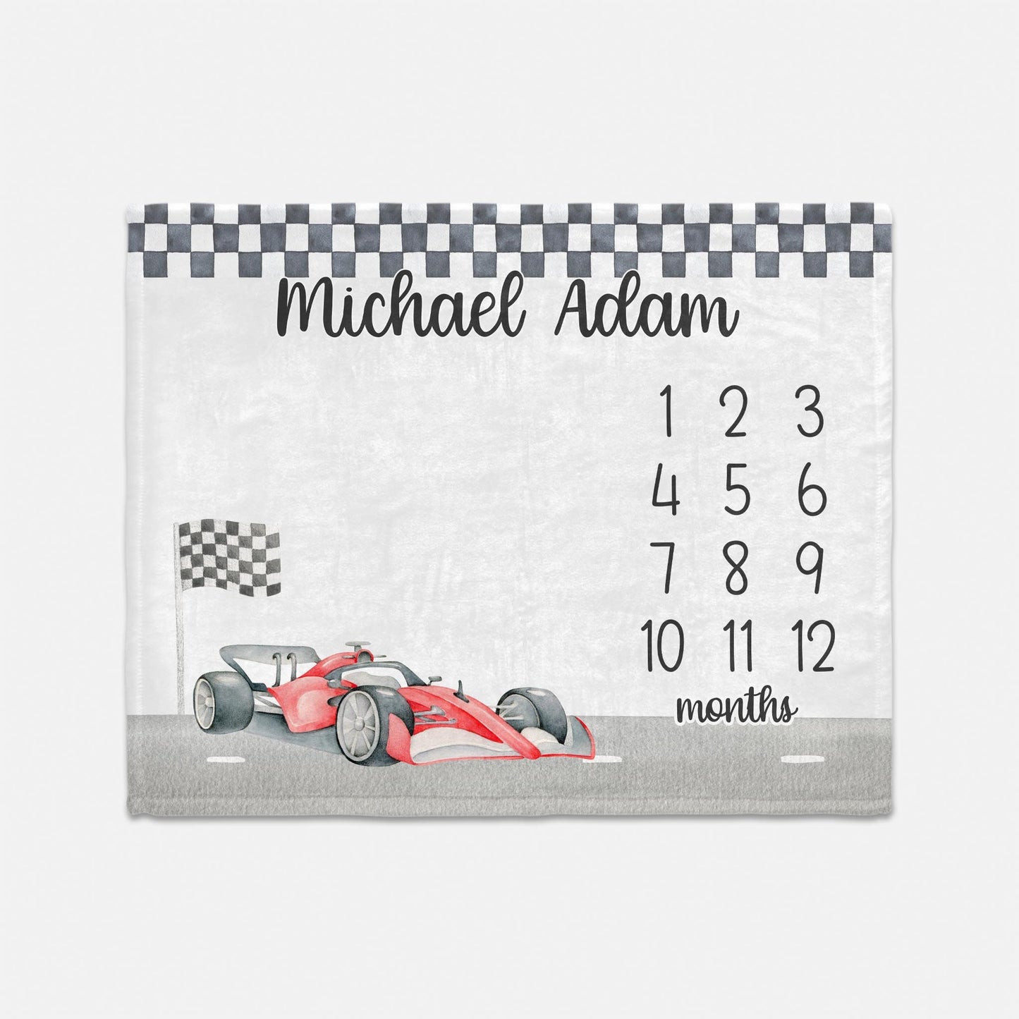 Race Car Baby Milestone Blanket, Red Race Car T71