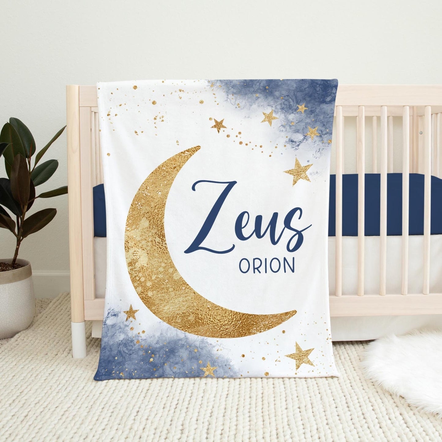 Luna Personalized Moon and Stars Baby Blanket, T72