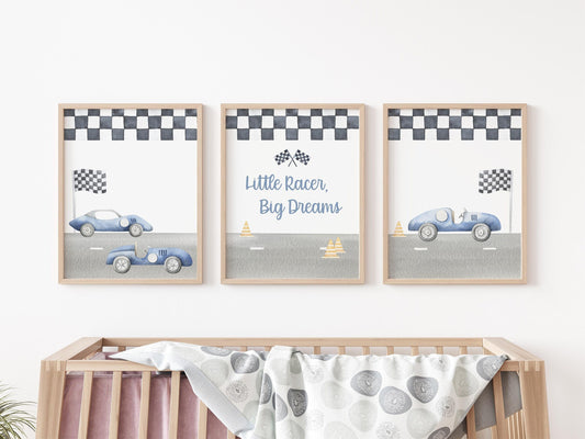 Race Car Nursery Wall Art Poster, T56