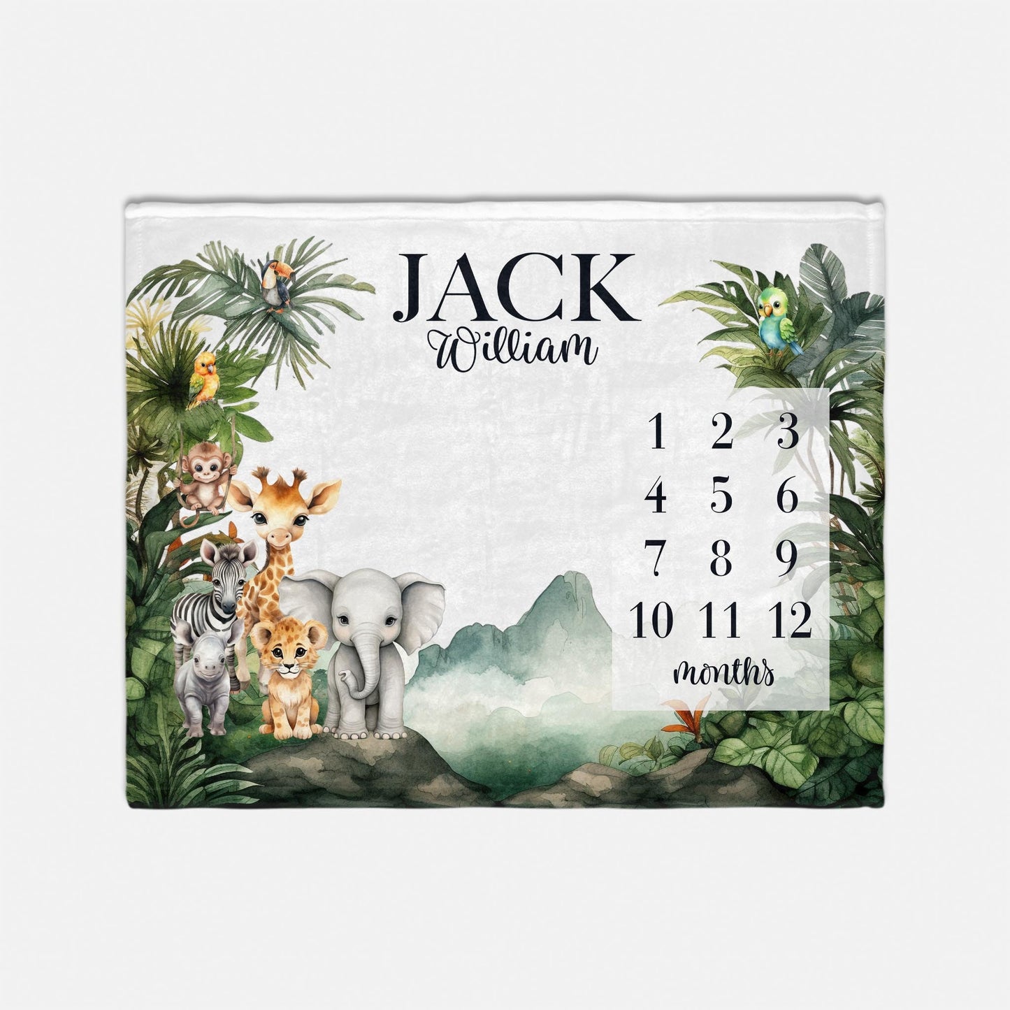 Safari Milestone Blanket, Jungle Baby Blanket S68