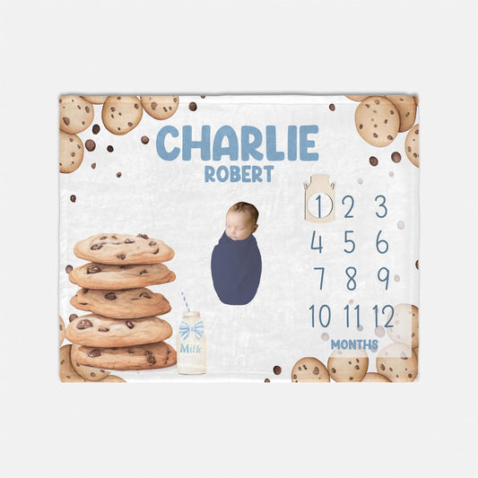 Cookies and Milk Baby Milestone Blanket, B83