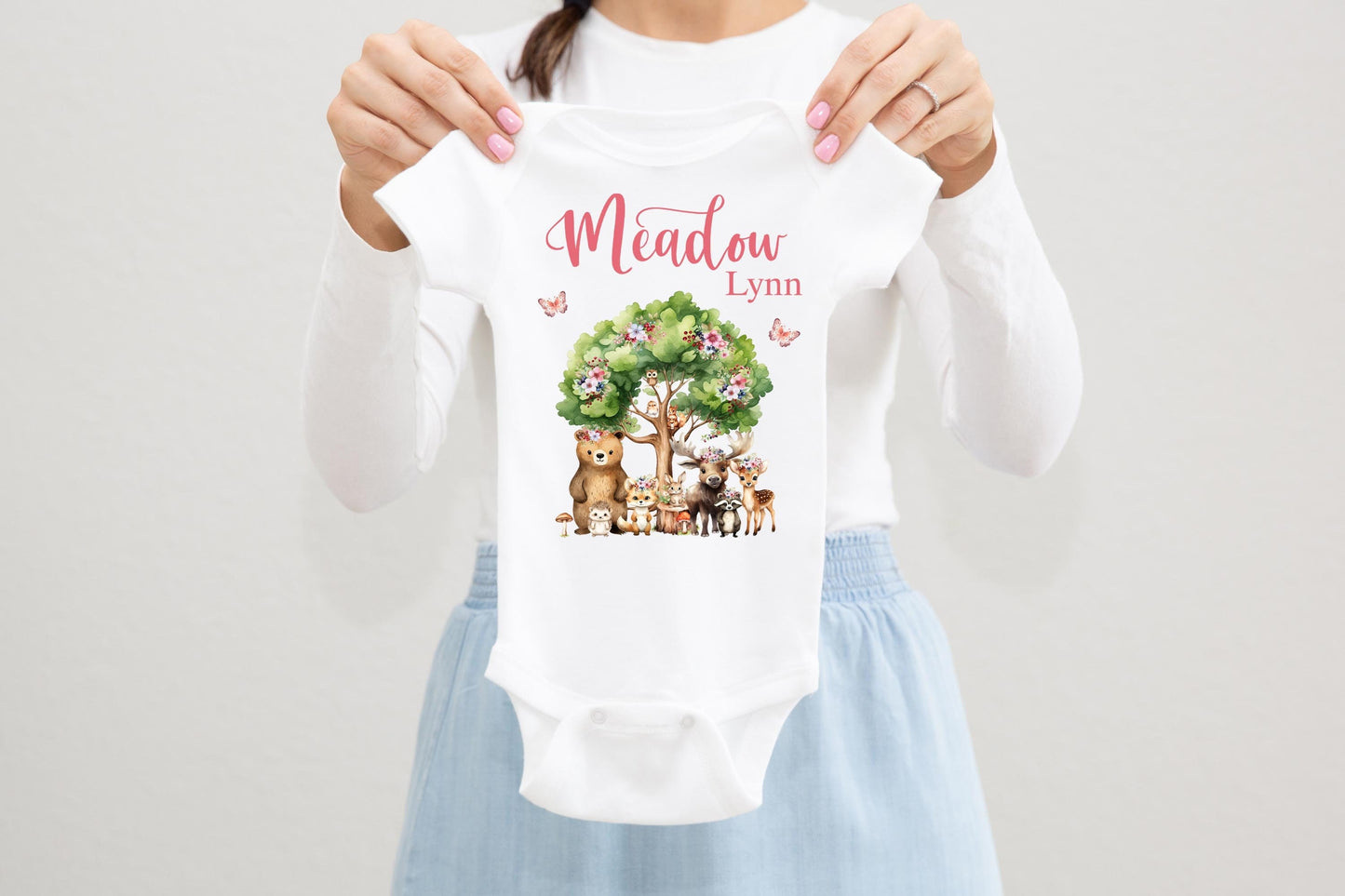 Girl Woodland Animals Baby Bodysuit, W63