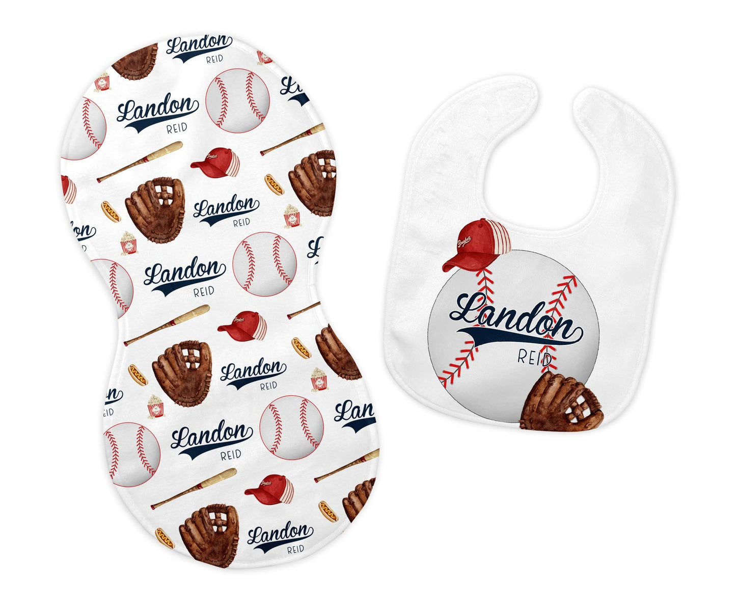 Baseball Bib and Burp Cloth Set, Sports Theme, B77