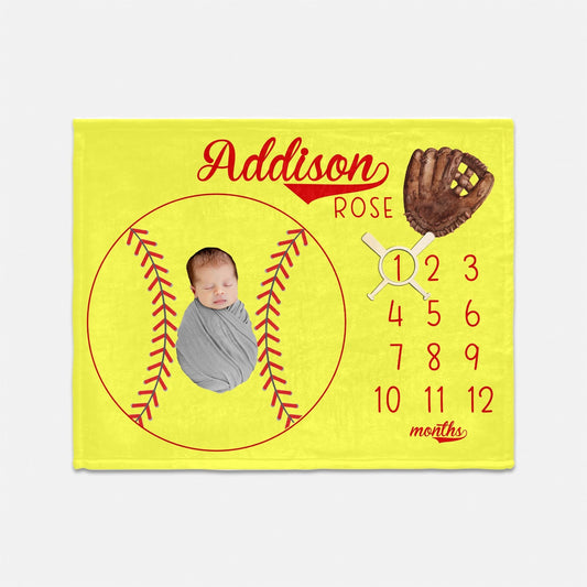 Girl Softball Milestone Blanket, Sports G82