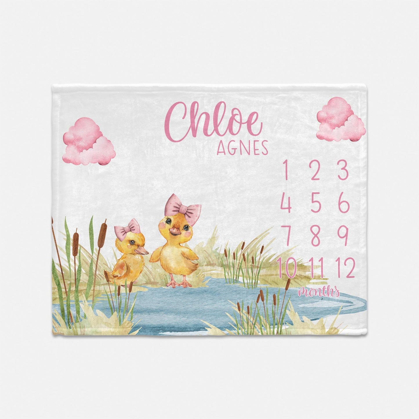 Girl Yellow Duck Milestone Blanket, Gender Neutral B80