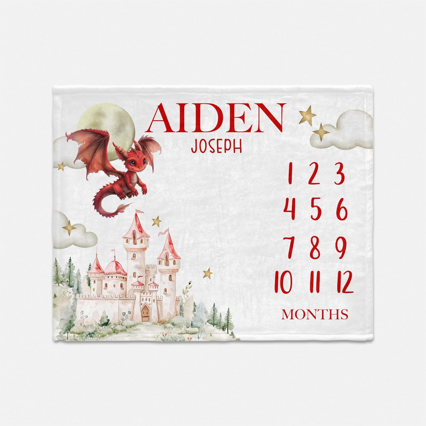 Red Dragon Baby Milestone Blanket, Boy B84