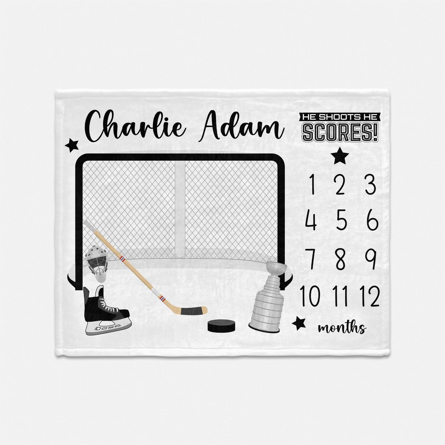 Hockey Milestone Blanket, Boy B85