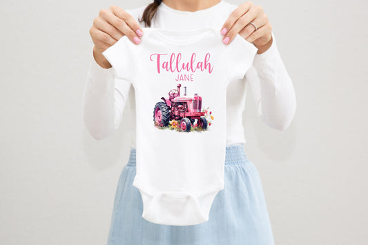 Girl Tractor Baby Bodysuit, Farm C51