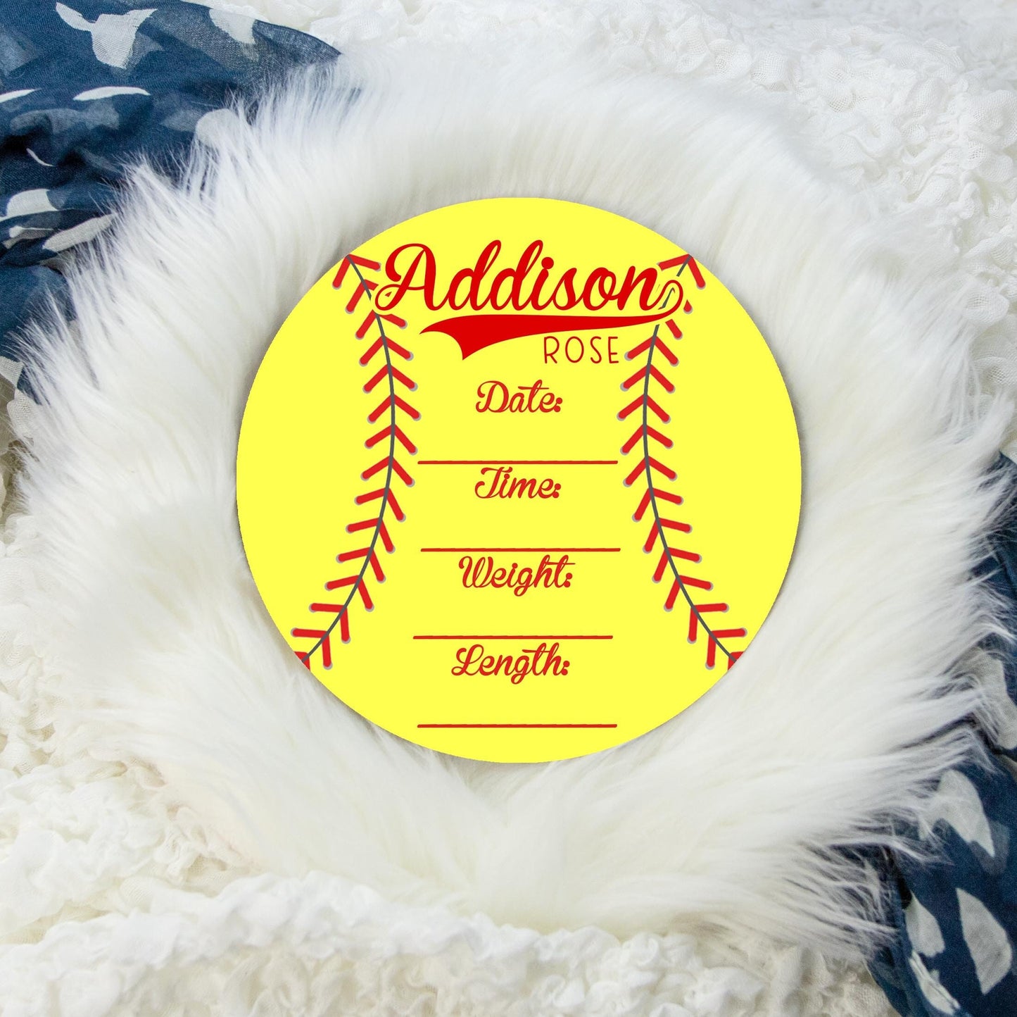 Girl Softball Birth Stat Sign, G82