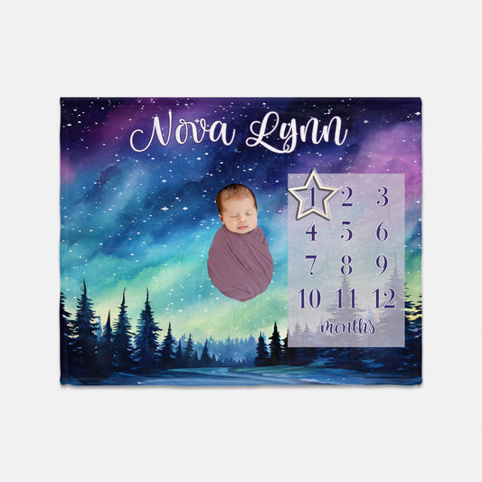 Northern Lights Baby Milestone Blanket, T74