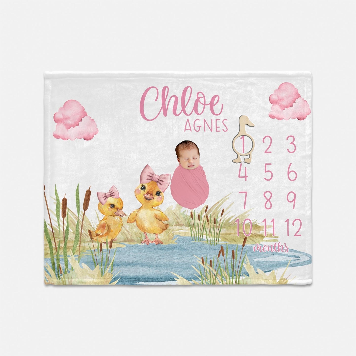 Girl Yellow Duck Milestone Blanket, Gender Neutral B80