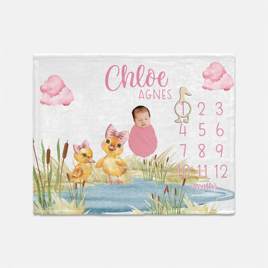 Girl Yellow Duck Milestone Blanket, Gender Neutral B80