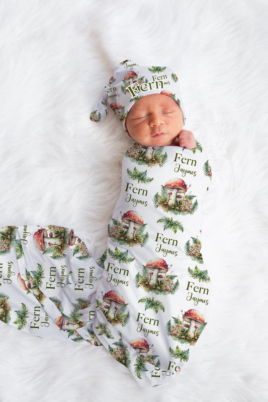 Mushroom and Fern Swaddle Set, Woodland W57