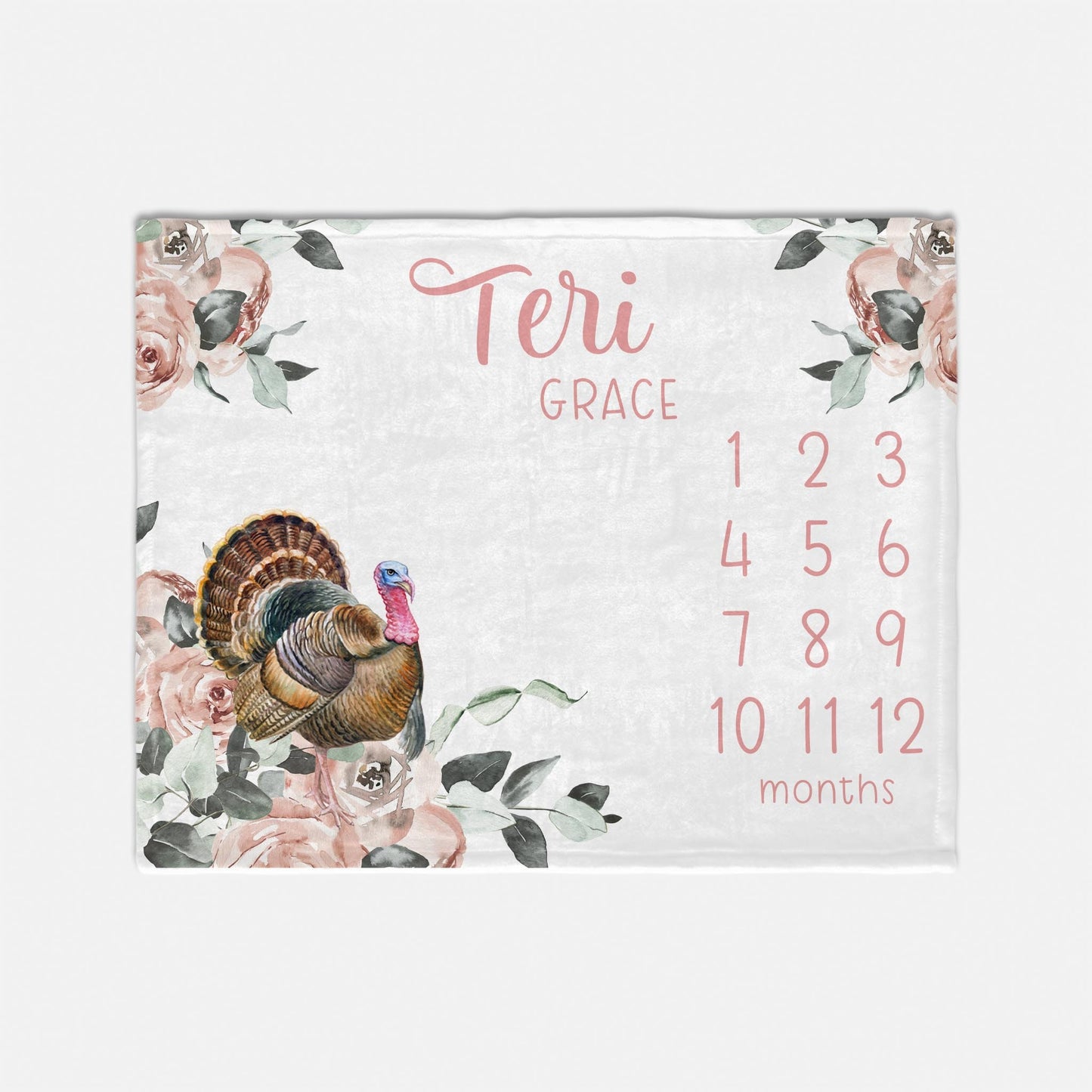 Girl Wild Turkey Milestone Blanket, W66