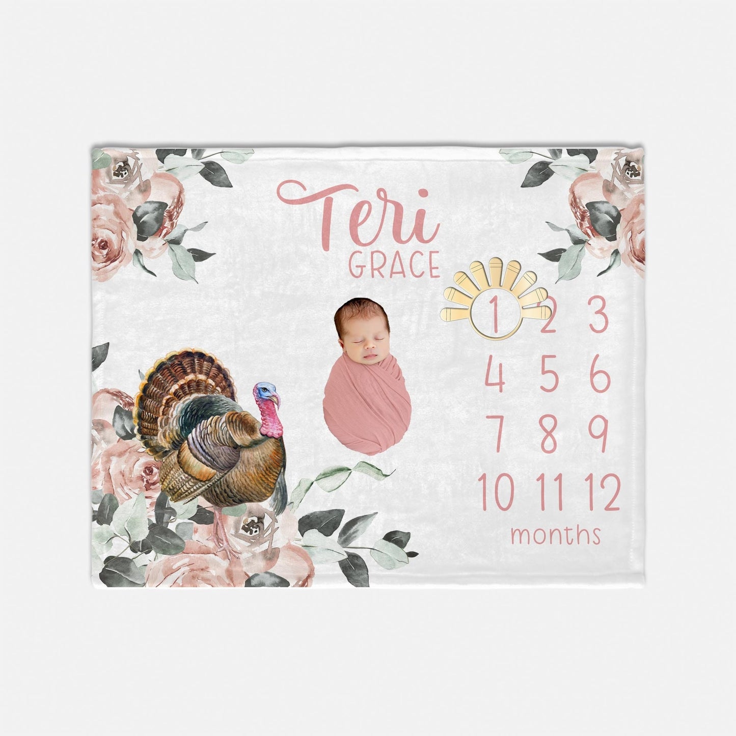 Girl Wild Turkey Milestone Blanket, W66