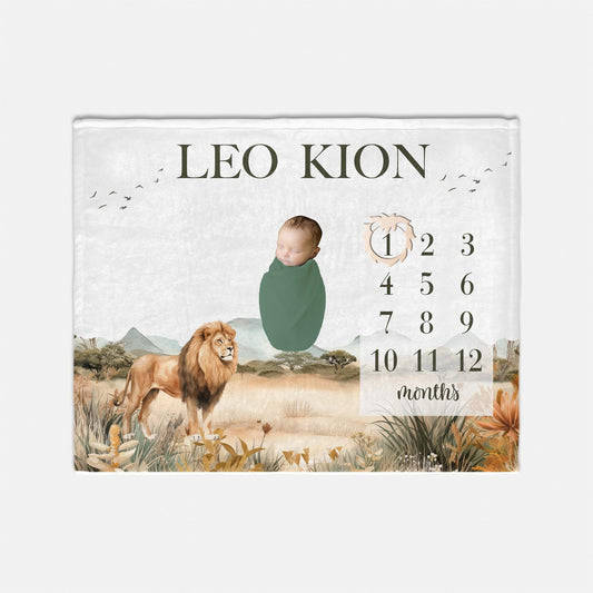 Lion Baby Milestone Blanket, Boy S70