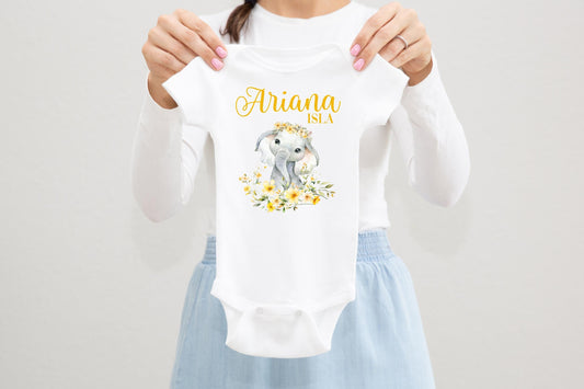 Elephant Baby Girl Bodysuit, S69