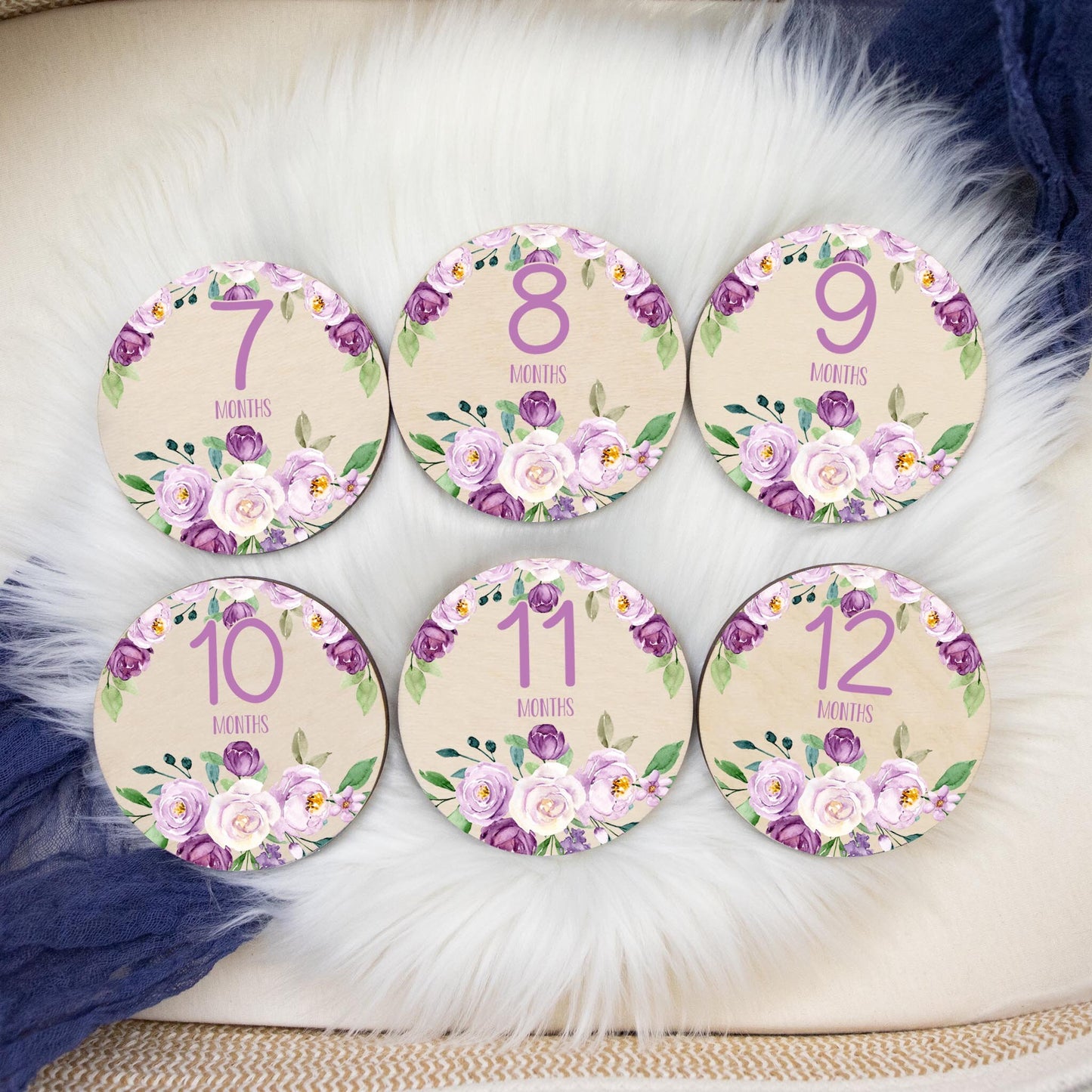 Purple Violet Wood Milestone Cards, F21