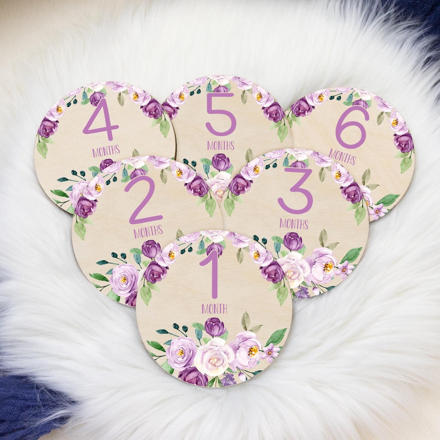 Purple Violet Wood Milestone Cards, F21