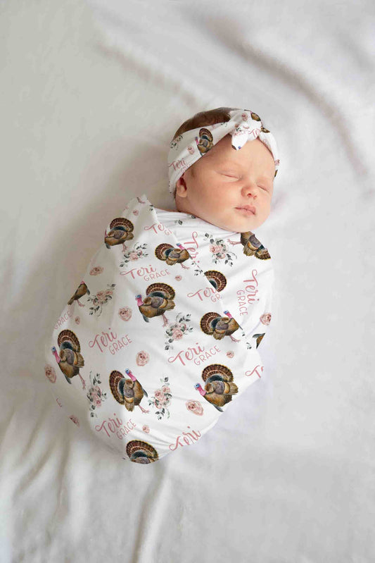 Girl Wild Turkey Swaddle Set, W66