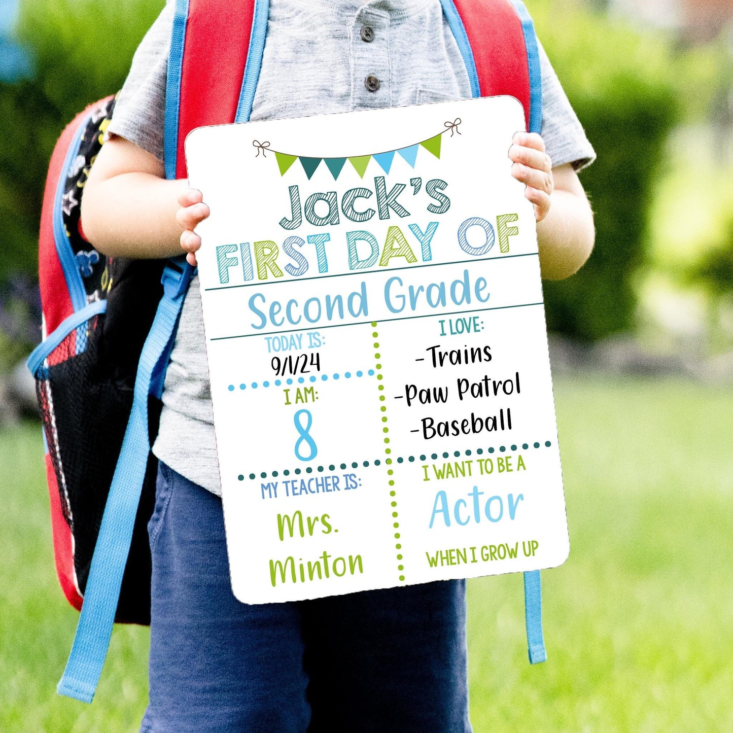 Reusable First and Last Day of School Sign, Liquid Chalk, Classic Blue