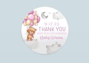 Teddy Bear Baby Shower Favor Stickers, Teddy Bear Baby Shower, T57A