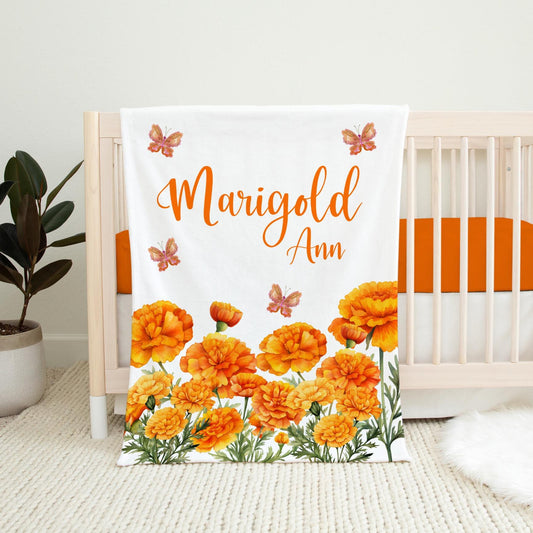 Personalized Baby Blanket, Marigolds Baby Girl F107