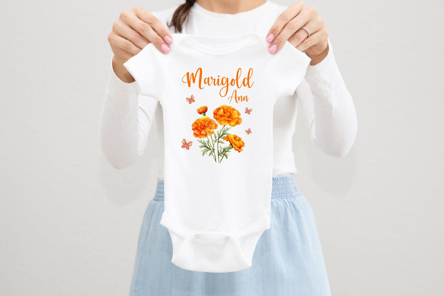 Marigold Flower Baby Bodysuit, F107