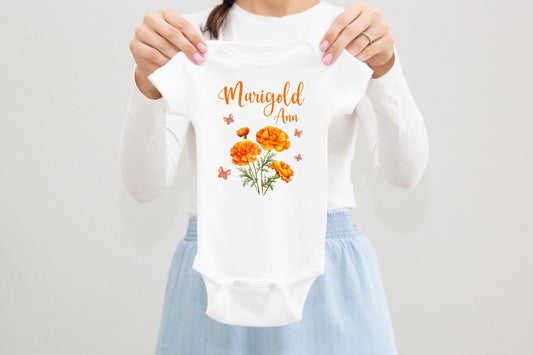 Marigold Flower Baby Bodysuit, F107