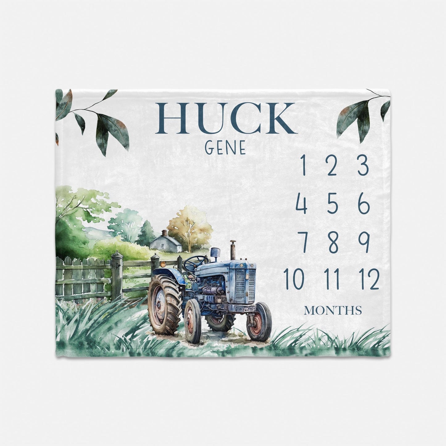 Blue Tractor Baby Milestone Blanket, C40