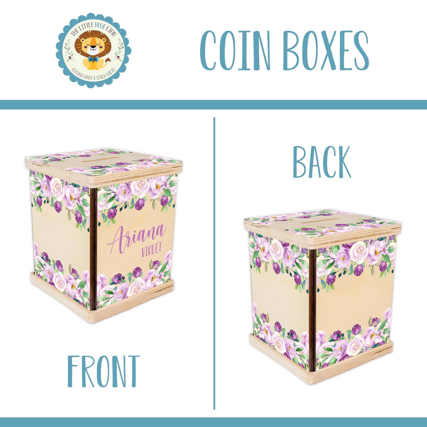 Purple and Violet Floral Piggy Bank, F21