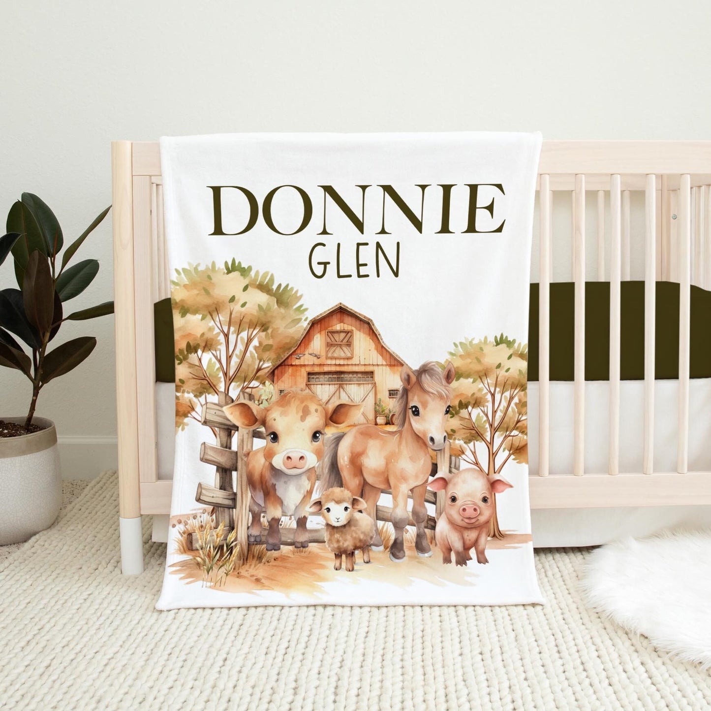 Farm Animal Personalized Baby Blanket, Gender Neutral C53