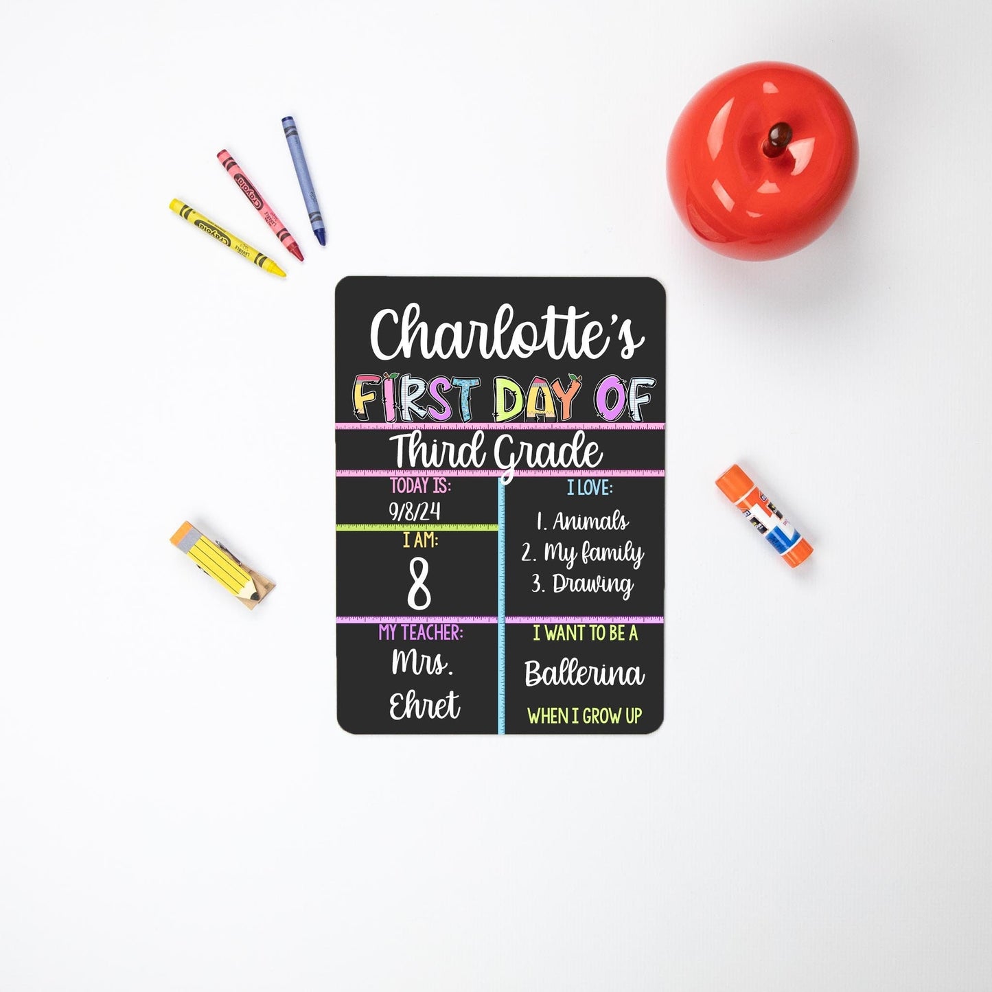 Reusable First and Last Day of School Sign, Pastel