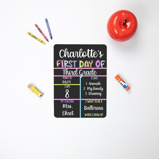 Reusable First and Last Day of School Sign, Pastel