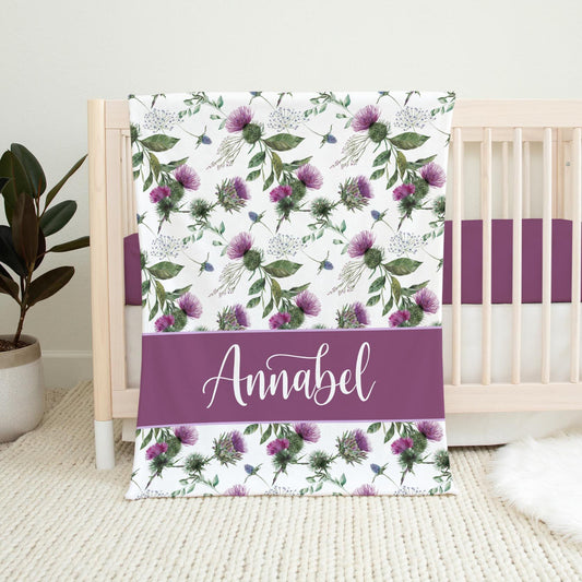 Personalized Baby Blanket, Thistle Baby Girl F111