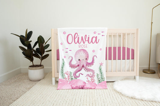 Girl Octopus Blanket, Ocean Life O47