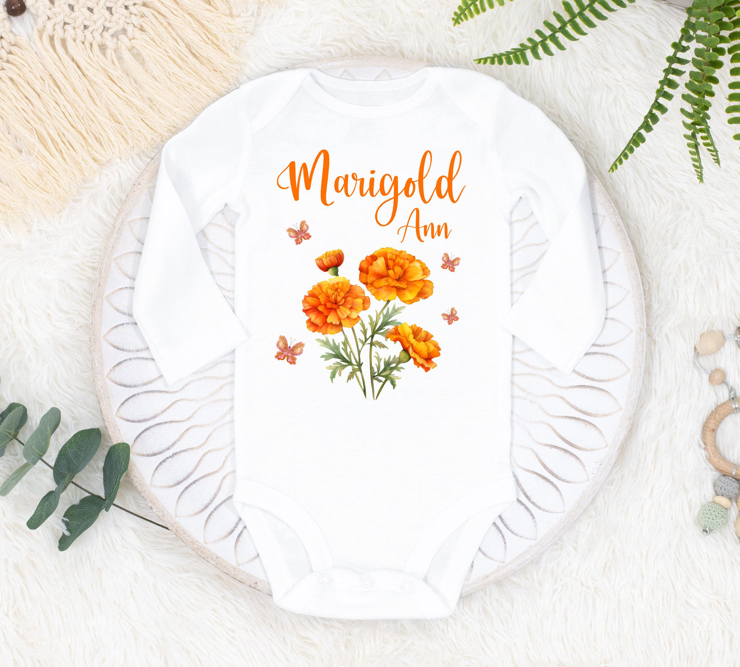 Marigold Flower Baby Bodysuit, F107