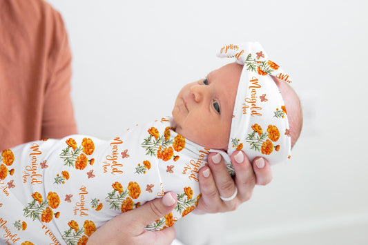 Marigolds Flowers Swaddle Set, F107