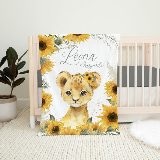 Lioness Sunflower Baby Blanket, Safari Girl S71